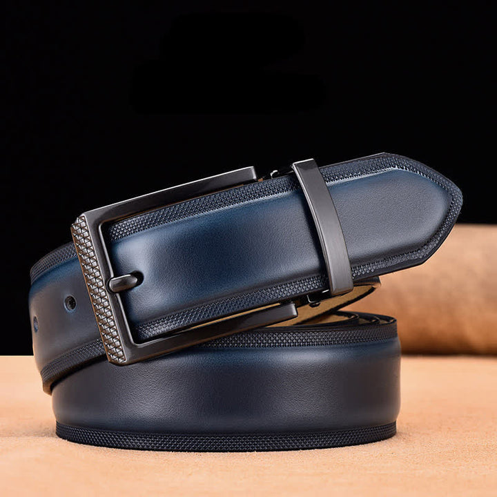 Cintura da uomo in pelle con fibbia nera e argento Noble