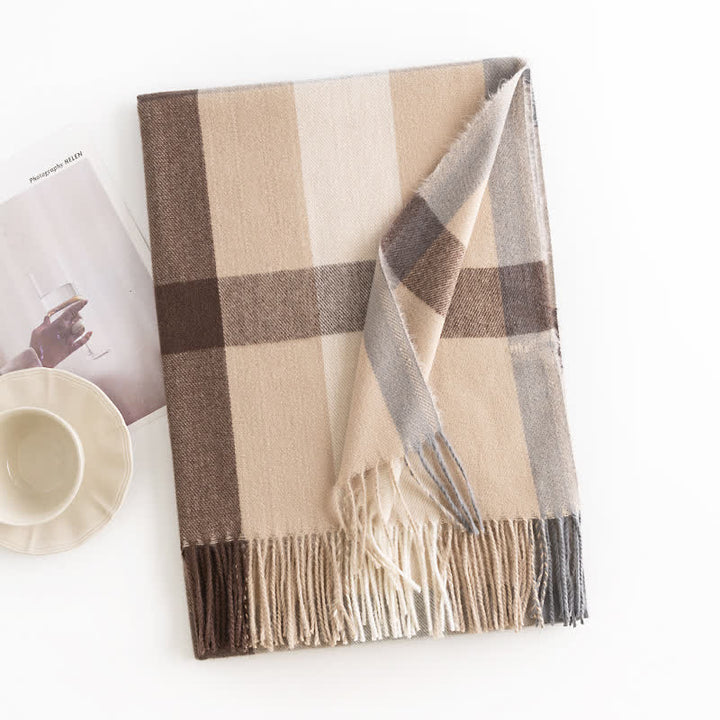Sciarpa in cashmere imitazione a quadri di classe da donna
