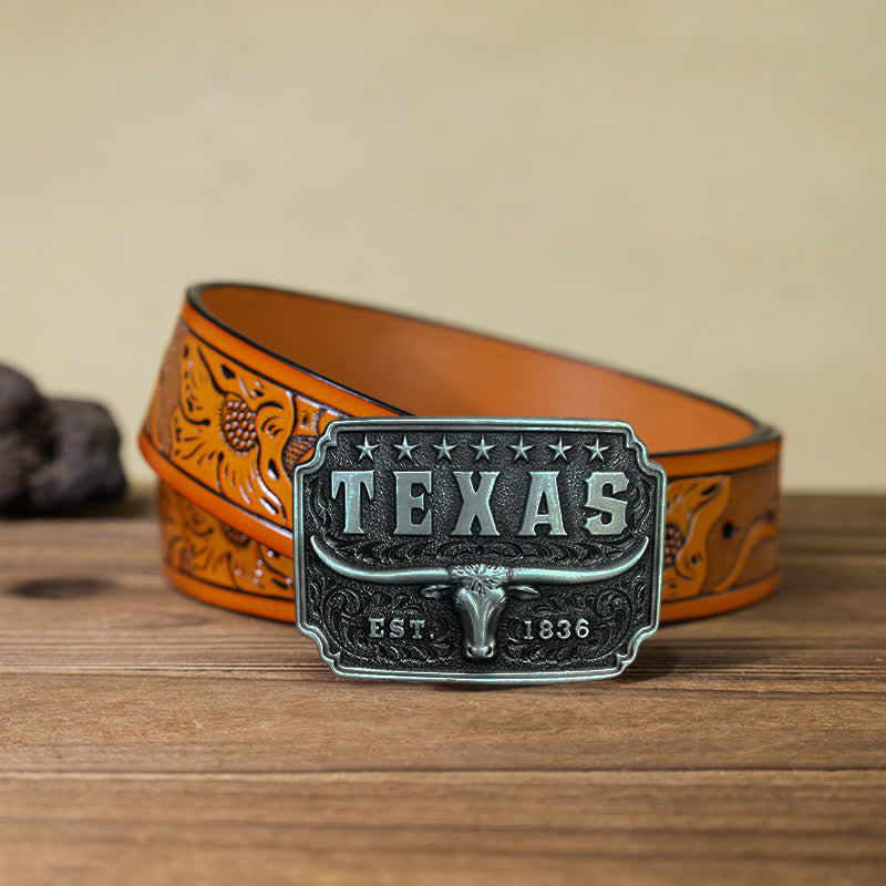 Cintura in pelle con fibbia Texas da cowboy fai da te da uomo