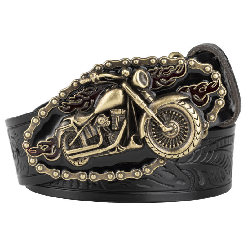 Cintura da motociclista in pelle punk rock da uomo - Nero / Oro - 46 - image 11