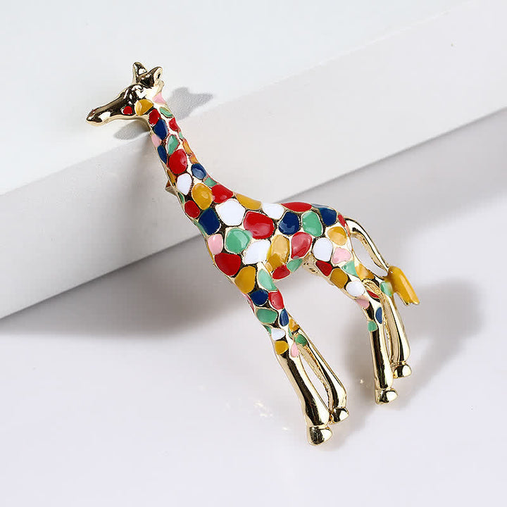 Spilla da donna a forma di giraffa in smalto lucido con motivo a cartoni animati