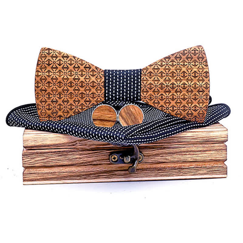 Set di 3 papillon in legno con fiocchi di neve di Natale da uomo
