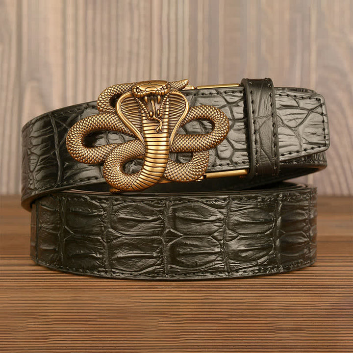 Cintura da uomo in pelle con motivo coccodrillo Cobra arricciato - image 2