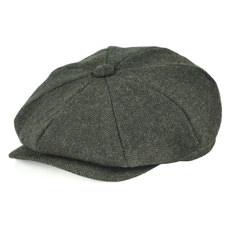 Classico berretto ottagonale in tweed a spina di pesce