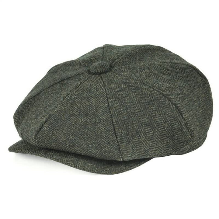Classico berretto ottagonale in tweed a spina di pesce