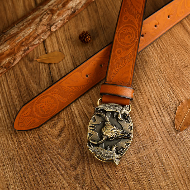 Cintura in pelle vintage Bull &amp; Dual Eagles da uomo