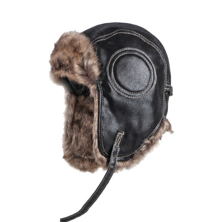 Cappello da cacciatore in similpelle con protezione per le orecchie morbida e soffice - Nero - L (23 1/4"-23 5/8") - image 0