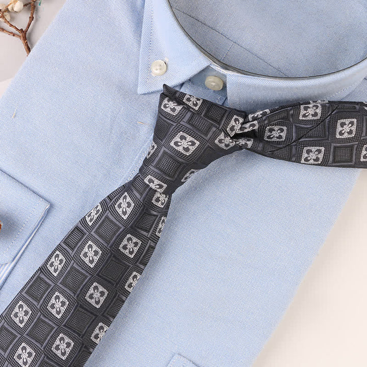 Cravatta da uomo con motivi floreali geometrici vintage