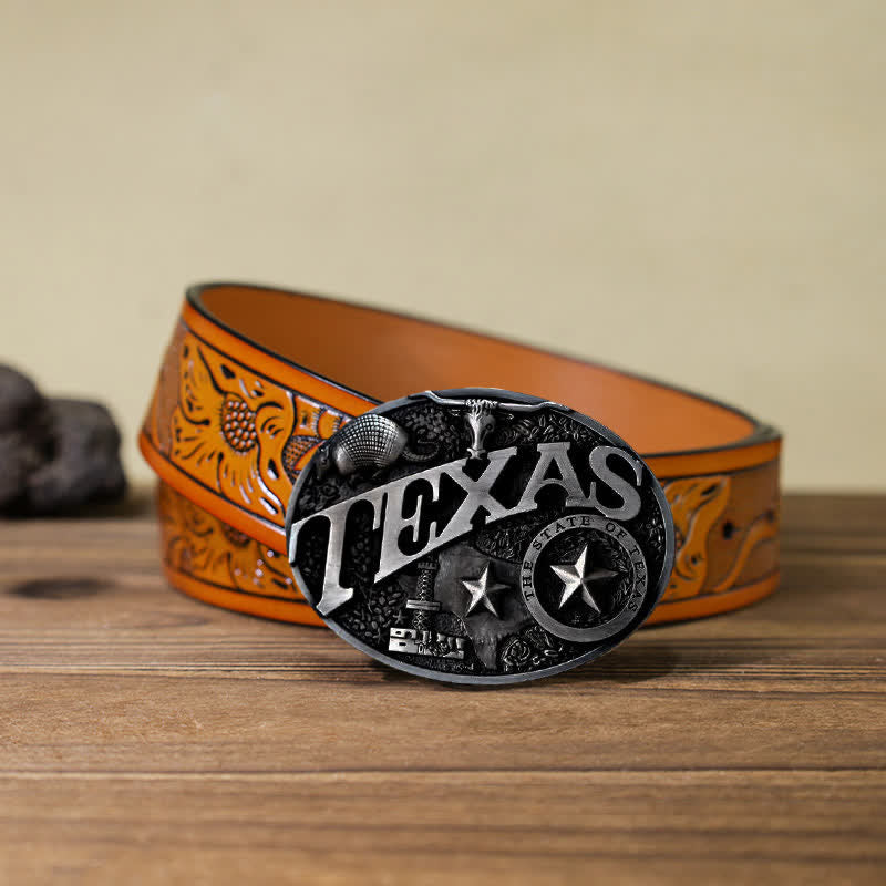 Cintura in pelle con fibbia Texas State Heritage Attitude fai da te da uomo