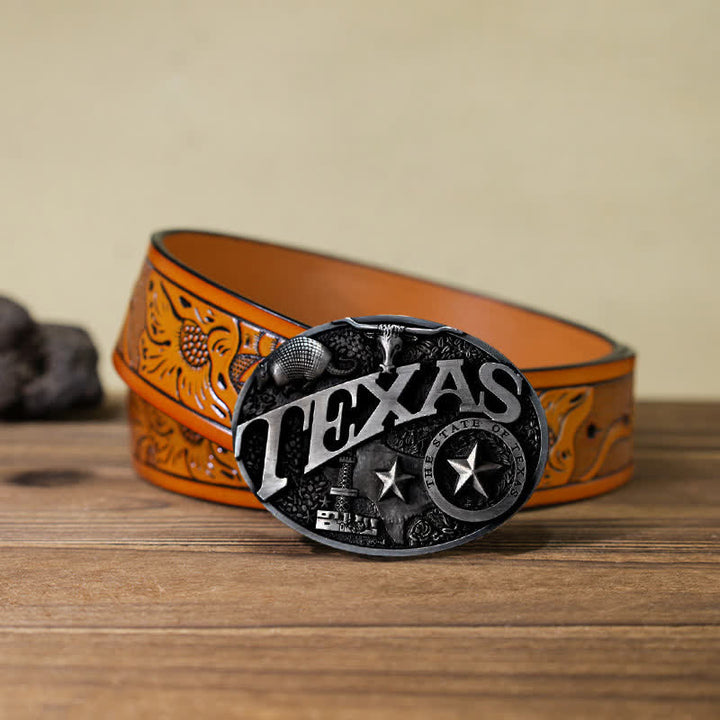 Cintura in pelle con fibbia Texas State Heritage Attitude fai da te da uomo