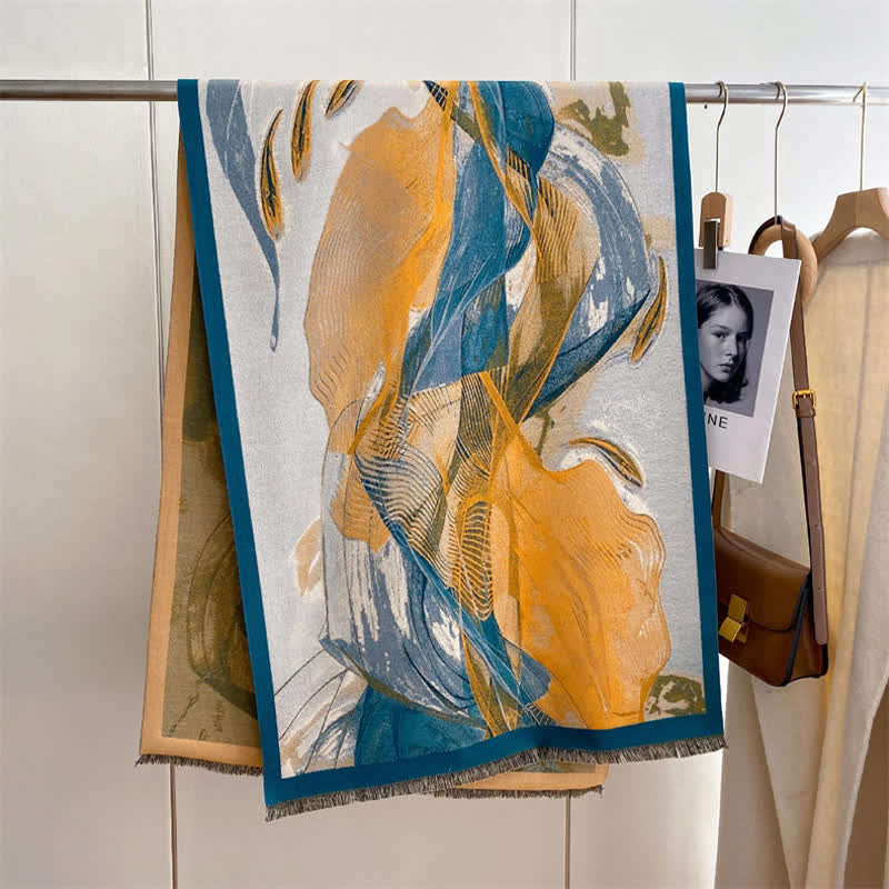 Sciarpa ispessita con pittura a olio di scena magnifica da donna - Verde mescolato con giallo - image 22