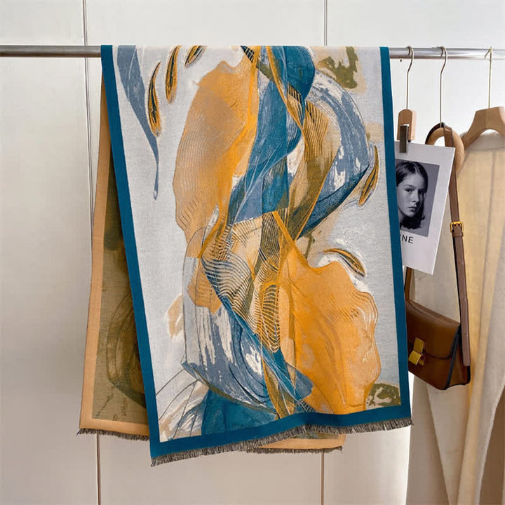 Sciarpa ispessita con pittura a olio di scena magnifica da donna - Verde mescolato con giallo - image 22