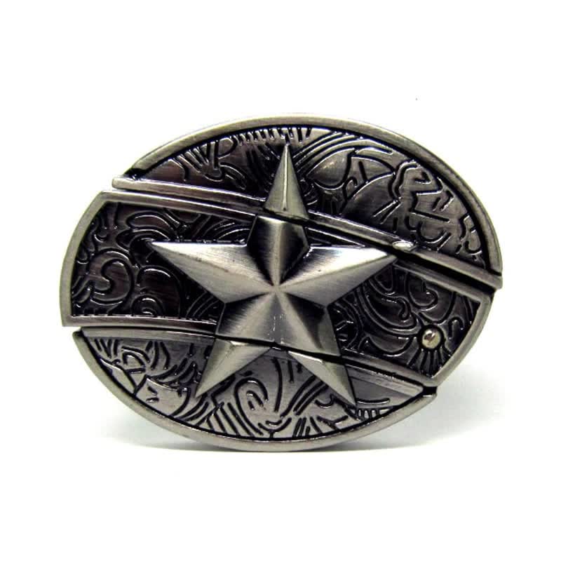 Cintura in pelle con pentagramma da uomo con coltello pieghevole