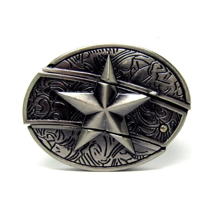Cintura in pelle con pentagramma da uomo con coltello pieghevole
