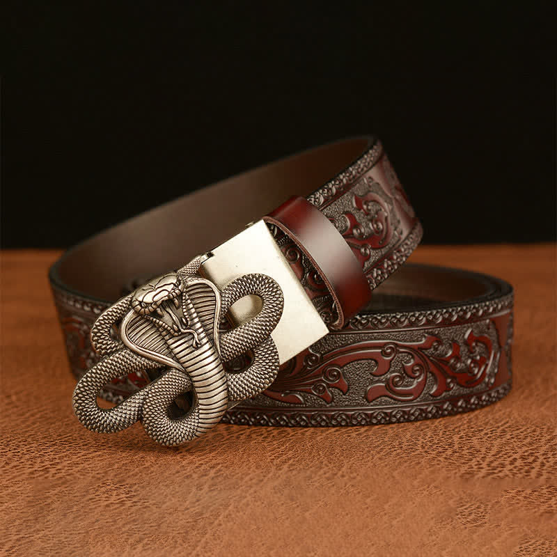 Cintura in pelle con fibbia a medaglione a forma di serpente da uomo - image 15