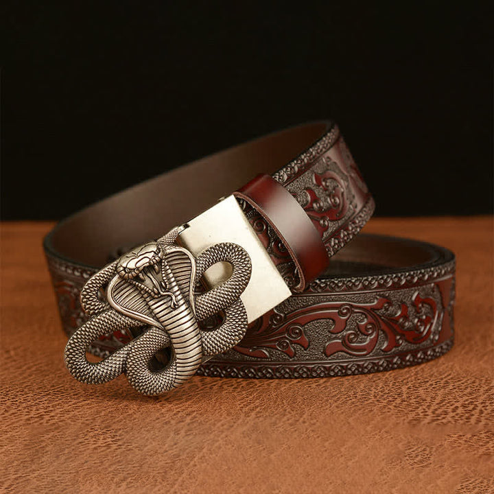 Cintura in pelle con fibbia a medaglione a forma di serpente da uomo - image 15