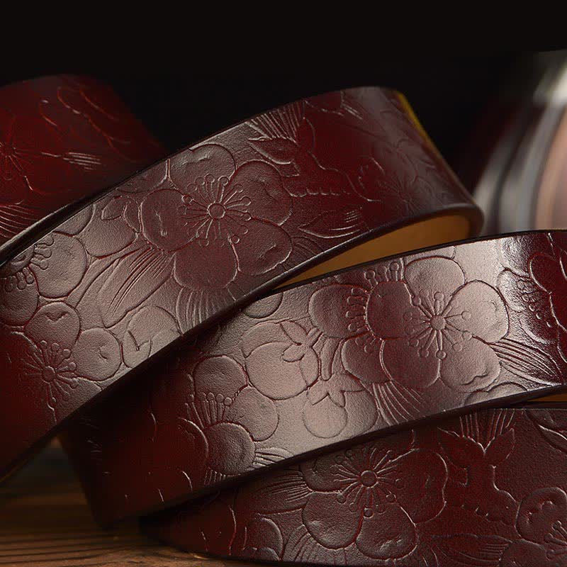 Cintura decorativa in pelle floreale retrò da donna