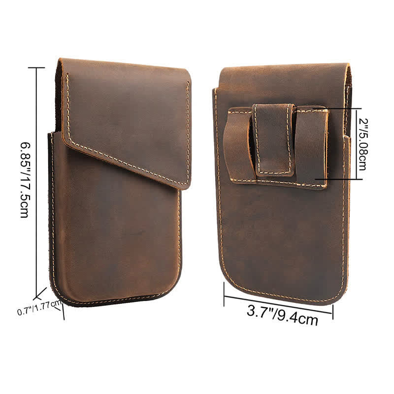 Custodia per cellulare Flip con cinturino in vera pelle magnetica