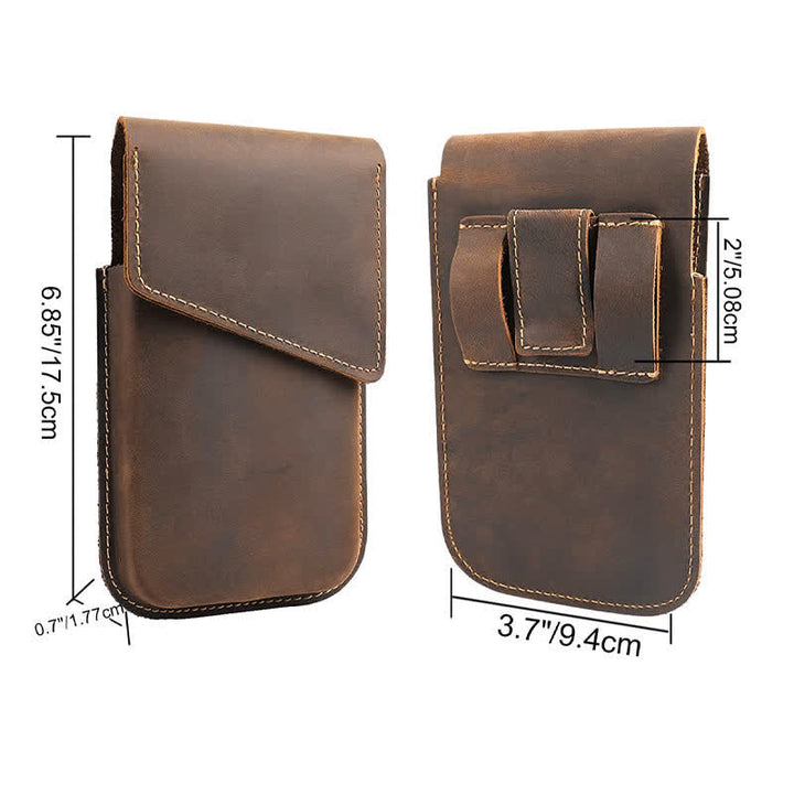 Custodia per cellulare Flip con cinturino in vera pelle magnetica