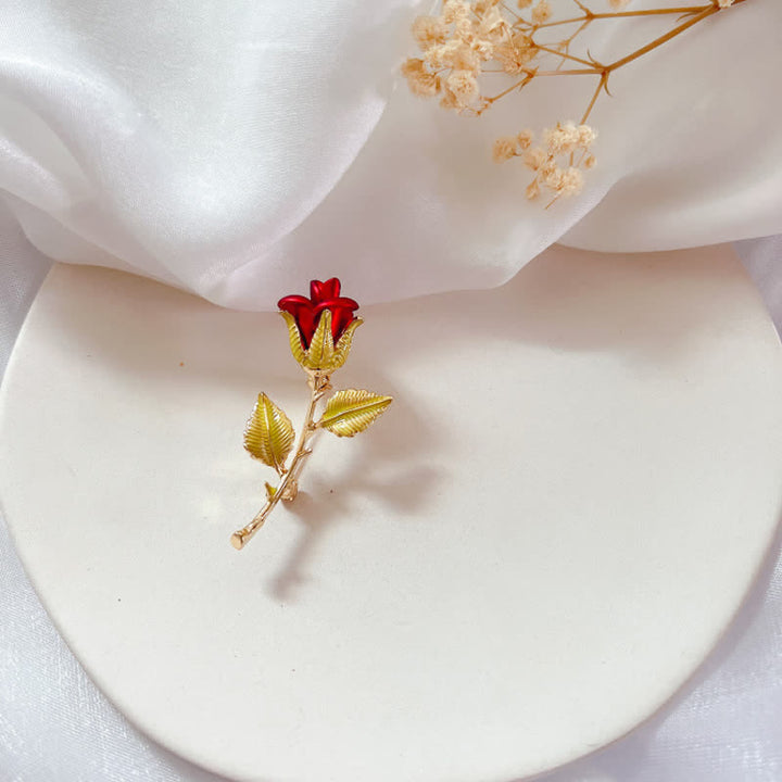 Spilla con stelo e rosa squisita da donna