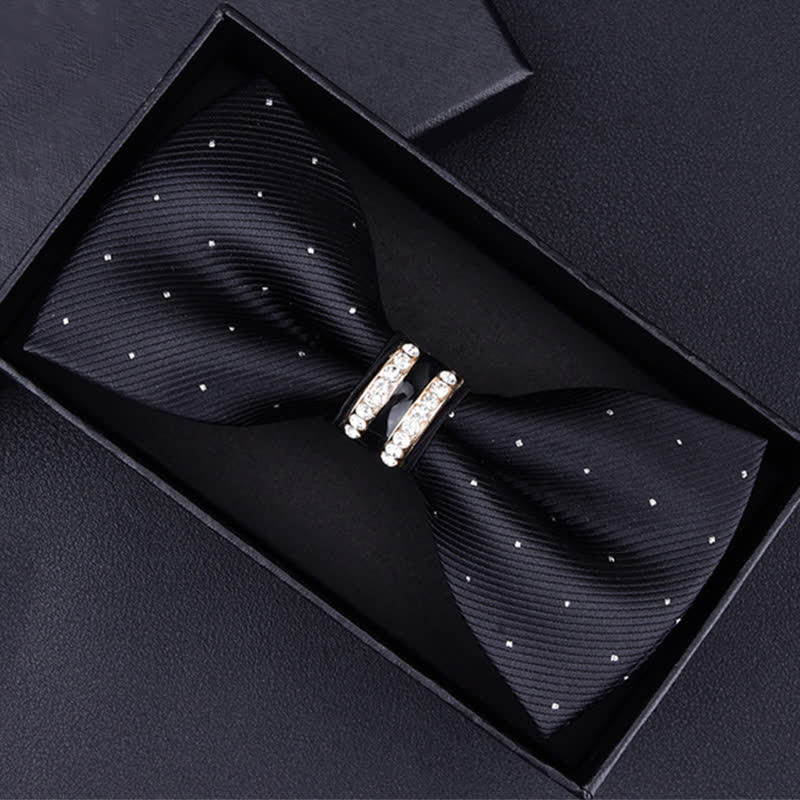 Papillon da uomo con motivo floreale Paisley a righe e strass - Puntini neri - image 9