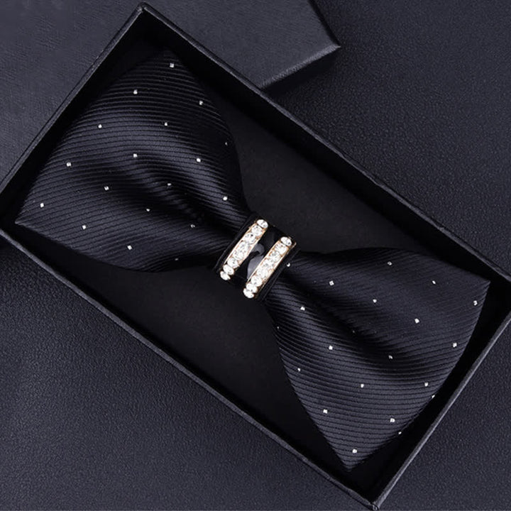 Papillon da uomo con motivo floreale Paisley a righe e strass - Puntini neri - image 9