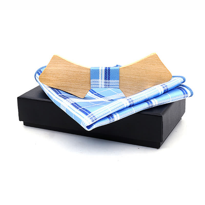 Set di 2 papillon in legno a forma di colletto da uomo