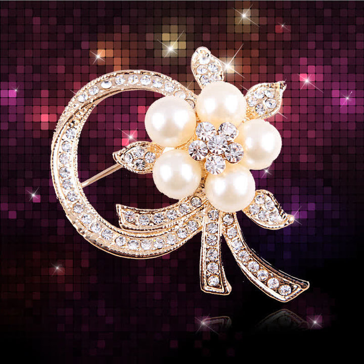 Spilla da donna con ghirlanda di perle e strass