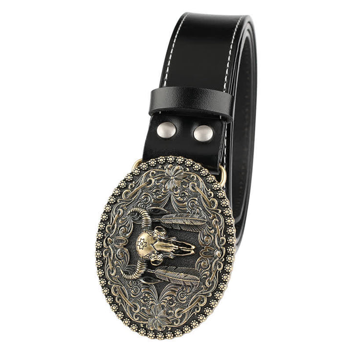 Cintura in pelle da uomo con piuma incisa Bull Jeans