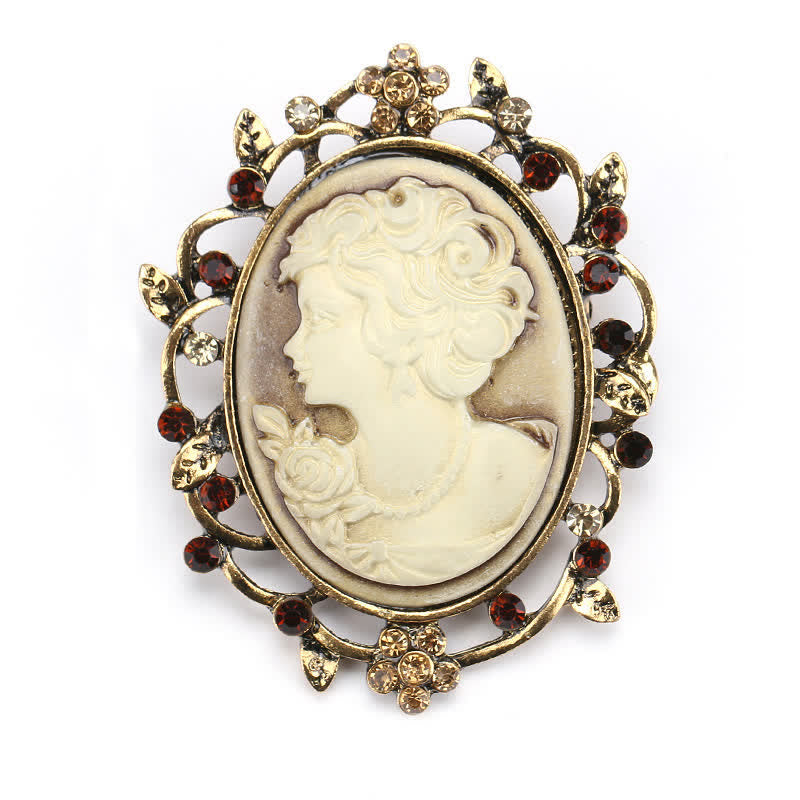 Spilla ovale con cammeo scintillante da donna - Oro - image 1