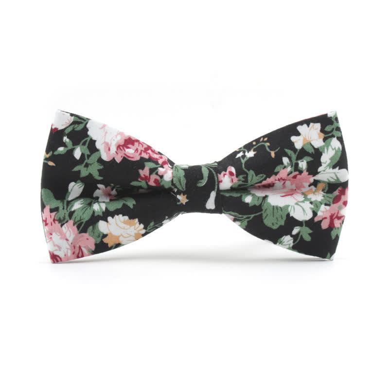 Papillon floreale con foglie di rosa tinto da uomo - Nero e rosa - image 1