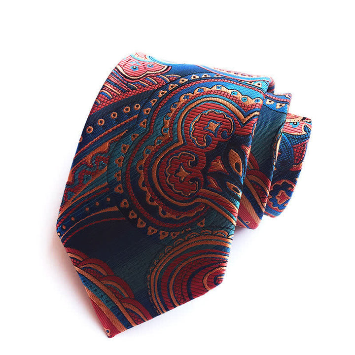 Cravatta da uomo con motivo Paisley giocoso arancione e verde acqua