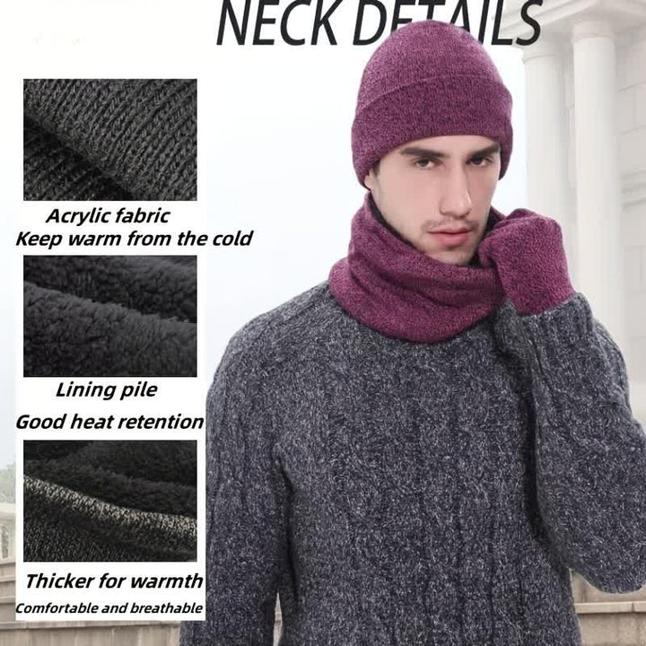 Set di 3 caldi cappelli, sciarpe e guanti touchscreen