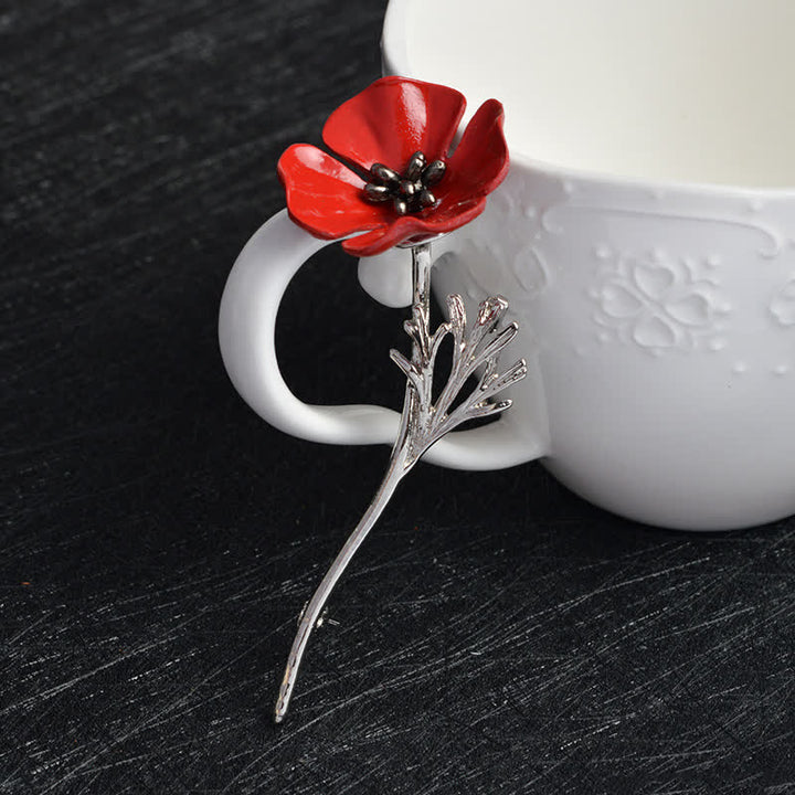 Spilla da donna con fiore di papavero rosso di classe