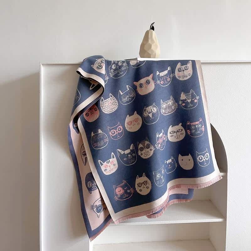 Sciarpa spessa elegante con gatto dei cartoni animati da donna