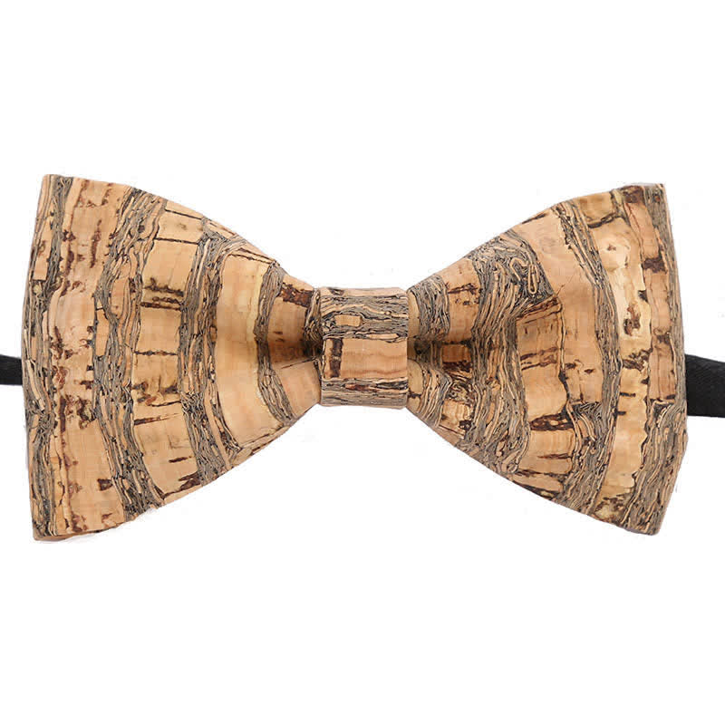 Papillon in legno con linee grafiche in sughero da uomo - Stile n. 3 - image 4