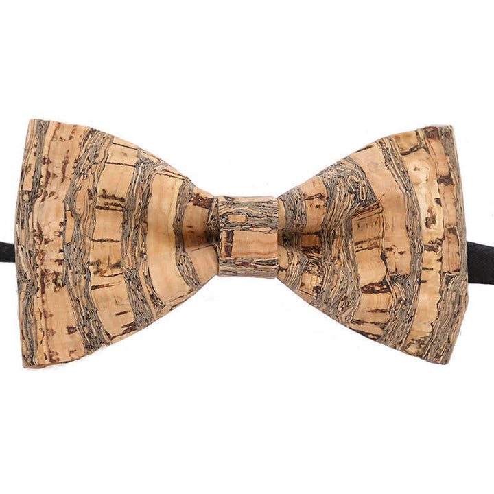 Papillon in legno con linee grafiche in sughero da uomo - Stile n. 3 - image 4