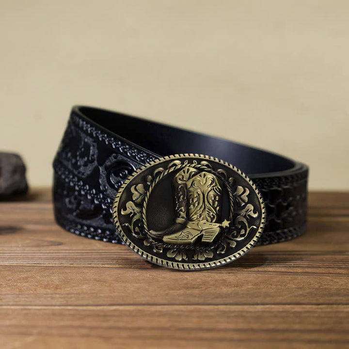 Cintura in pelle con fibbia per stivali da cowboy fai da te da uomo