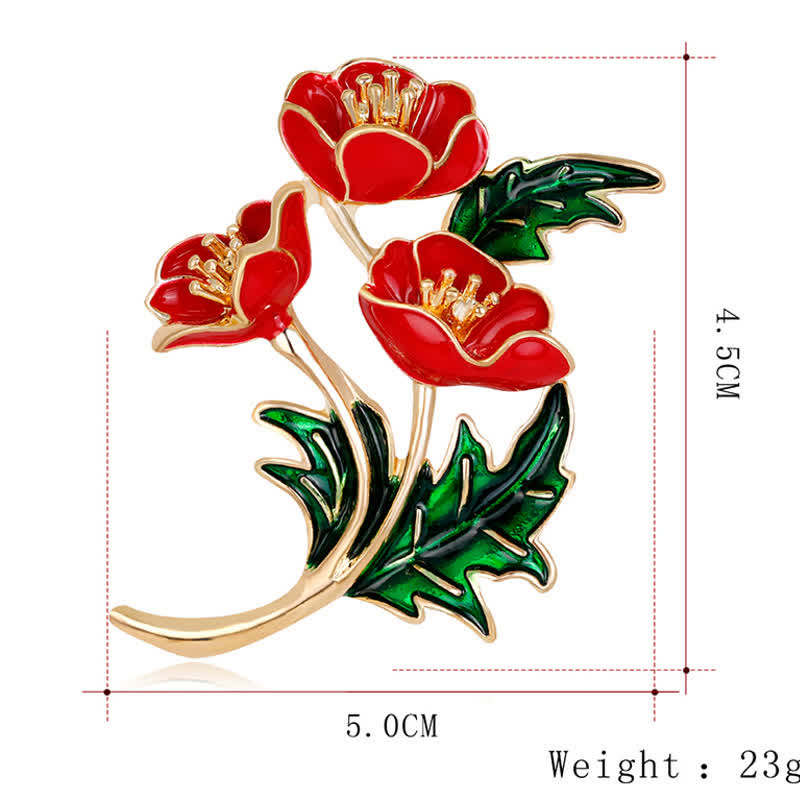 Spilla unisex a forma di mazzo di fiori e papaveri