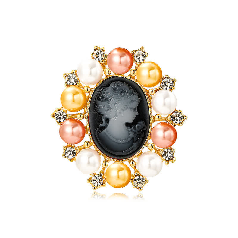 Spilla di perle di bellezza in rilievo del palazzo femminile - Nero e oro - image 11