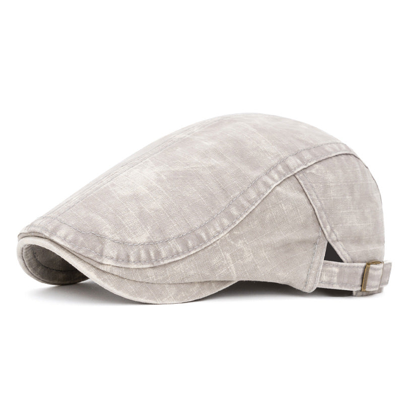 Berretto in puro cotone lavato in stile britannico primaverile ed estivo - Grigio chiaro - Regolabile (22"-24") - image 14