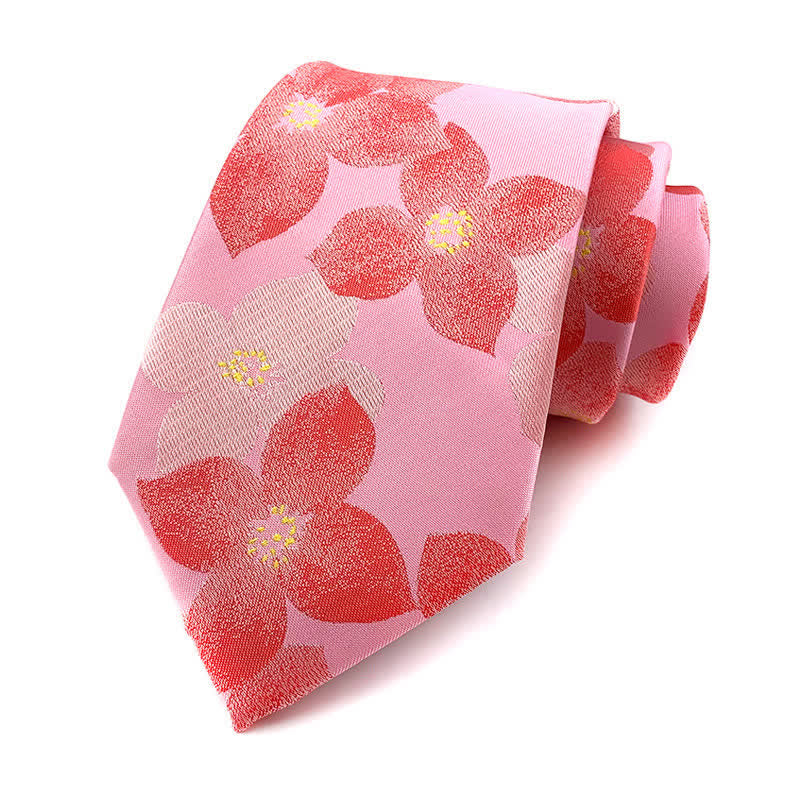 Cravatta elegante da uomo con motivo floreale a fiori grandi - Rosa - image 12