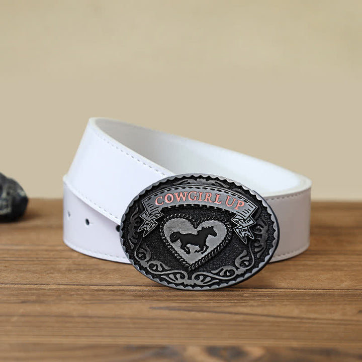 Cintura in pelle con fibbia Cowgirl Up in argento fai da te da donna