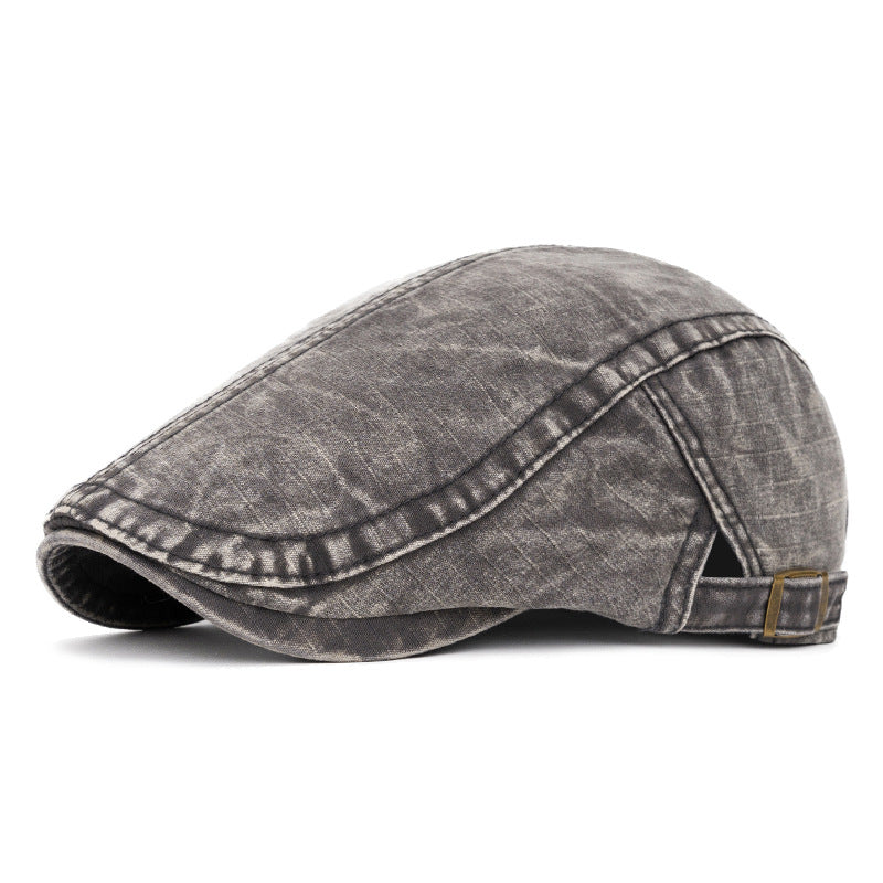 Berretto in puro cotone lavato in stile britannico primaverile ed estivo - Grigio scuro - Regolabile (22"-24") - image 15