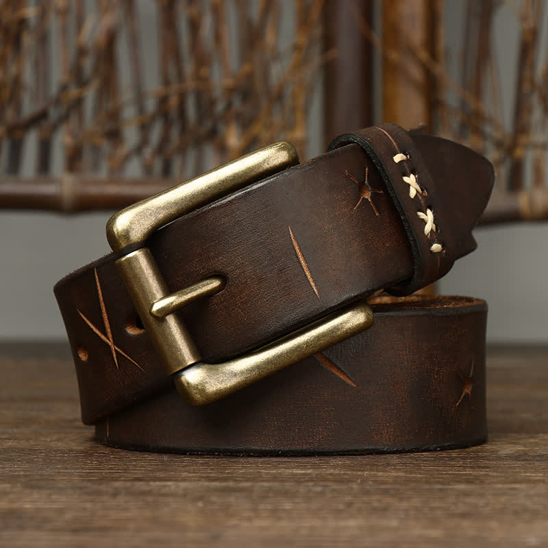 Cintura in pelle con intaglio elaborato vintage da uomo