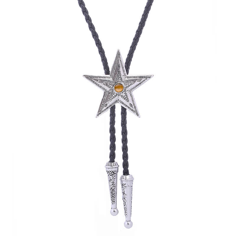Collana con ciondolo a forma di stella in pietra naturale vintage Bolo Tie