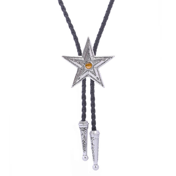 Collana con ciondolo a forma di stella in pietra naturale vintage Bolo Tie