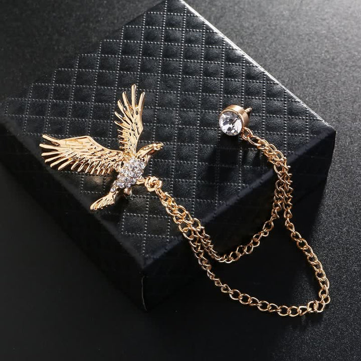 Spilla da uomo con aquila in volo e strass
