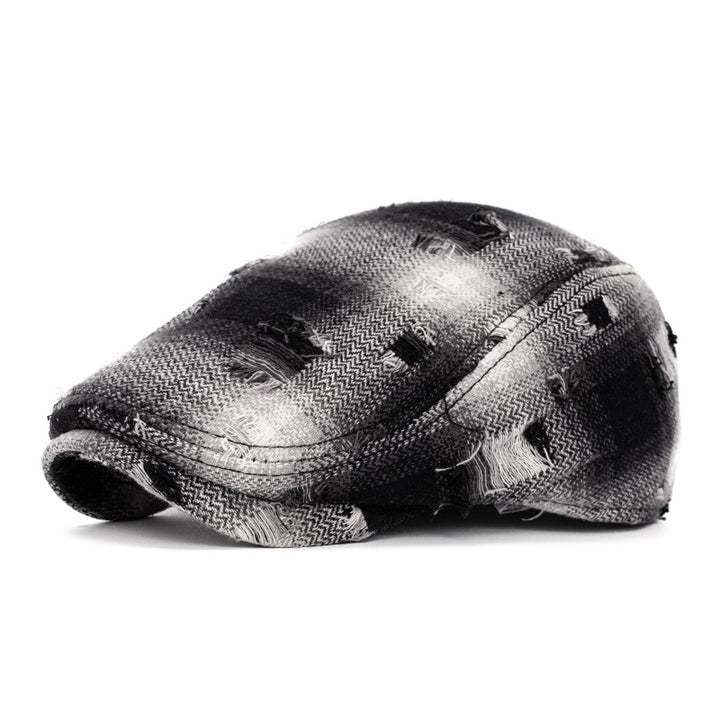 Cappello basco vintage a quadri con bordo spezzato per autunno e inverno - Nero - Regolabile (22"-24") - image 12