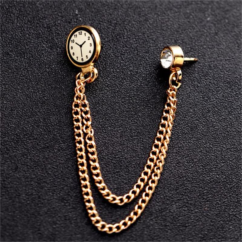Spilla a catena con orologio da uomo vintage